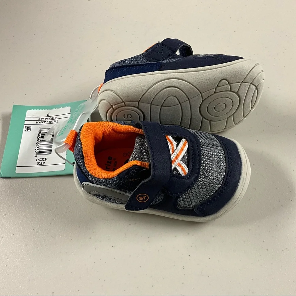 Stride Rite Navy and Orange Baby Shoes